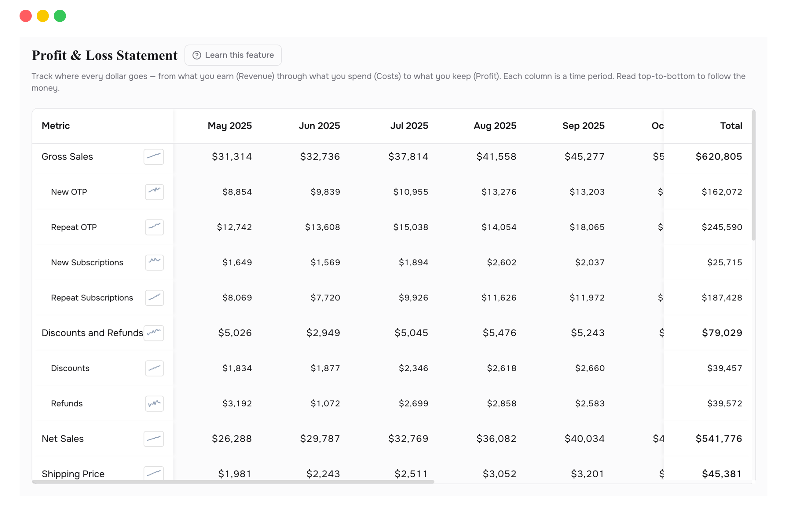 Profit & Loss Statement